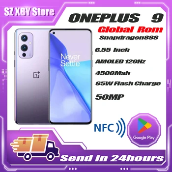 Новый Официальный Оригинальный Сотовый Телефон Oneplus 9 5G Snapdragon888 50MP 4500mAh 65W Flash Charge 6.55inch AMOLED 120Hz Refresh Ra